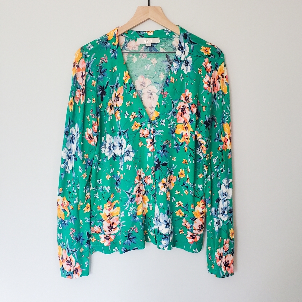 Loft floral cotton cardigan
